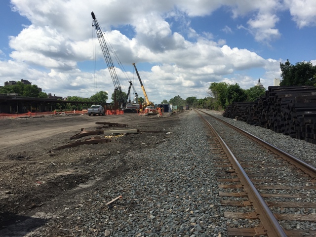 CSX had a delivery of railroad ties delivered behind the freight line. 6-26-15 [PHOTO: NYSDOT]