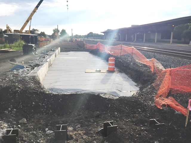 Waterproofing material is applied on the skylight on the bridge over N. Clinton Ave. 7-17-15 [PHOTO: NYSDOT]
